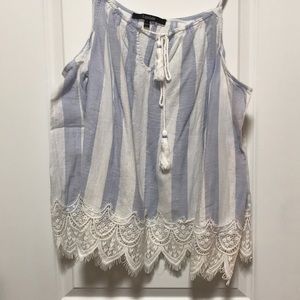Off the shoulder stripe shirt with lace
